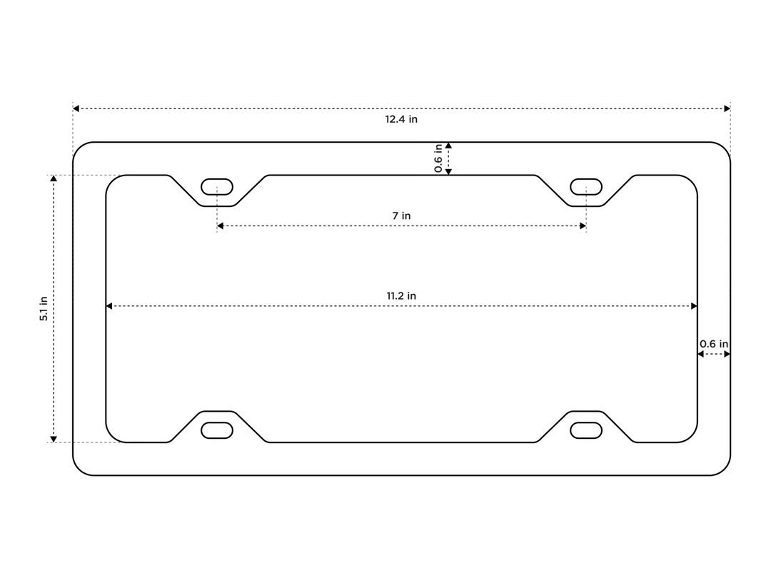Technical diagram showing precise dimensions of 4-hole frame design with 0.6-inch border measurements