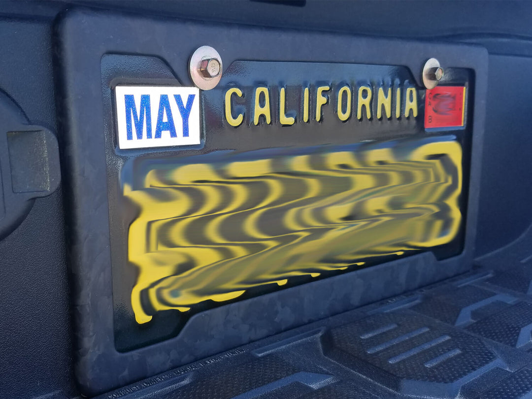 Forged Carbon Fiber License Plate Frame - 2 Holes Angled Bottom - Matte Finish on 2017 Toyota Tacoma