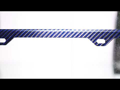 Carbon Fiber / Blue Aramid Fiber License Plate Frame - 4 Holes Minimal - Gloss Finish
